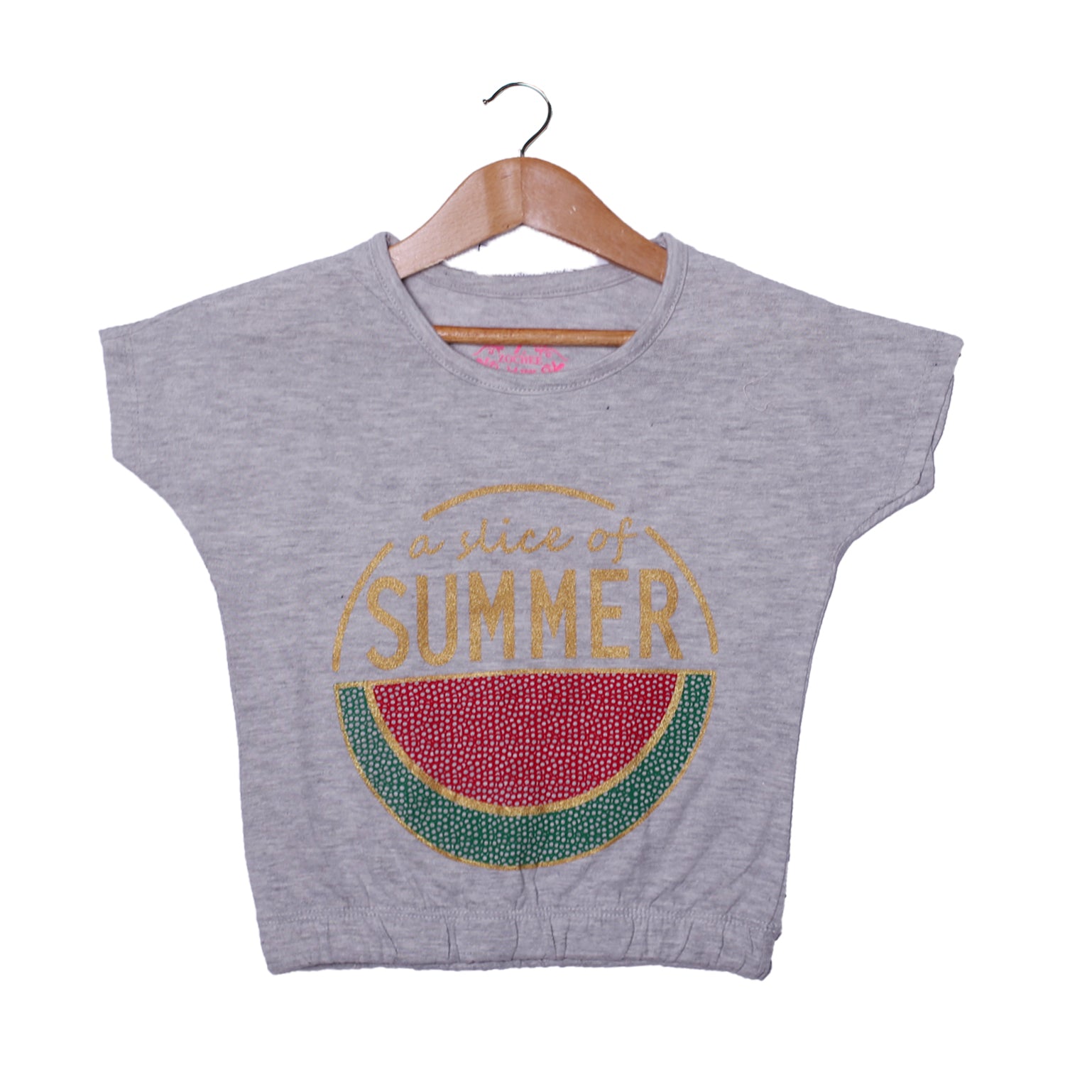 NEW LIGHT GREY A SLICE OF SUMMER PRINTED T-SHIRT FOR GIRLS Secondary image