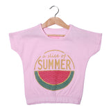 NEW PINK A SLICE OF SUMMER PRINTED T-SHIRT FOR GIRLS