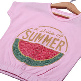 NEW PINK A SLICE OF SUMMER PRINTED T-SHIRT FOR GIRLS