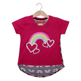 NEW PINK RAINBOW PRINTED T-SHIRT TOP FOR GIRLS