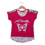 NEW PINK JUST BREATHE PRINTED T-SHIRT TOP FOR GIRLS