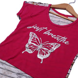 NEW PINK JUST BREATHE PRINTED T-SHIRT TOP FOR GIRLS