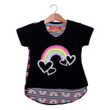 NEW BLACK RAINBOW PRINTED T-SHIRT TOP FOR GIRLS