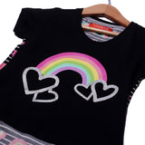 NEW BLACK RAINBOW PRINTED T-SHIRT TOP FOR GIRLS