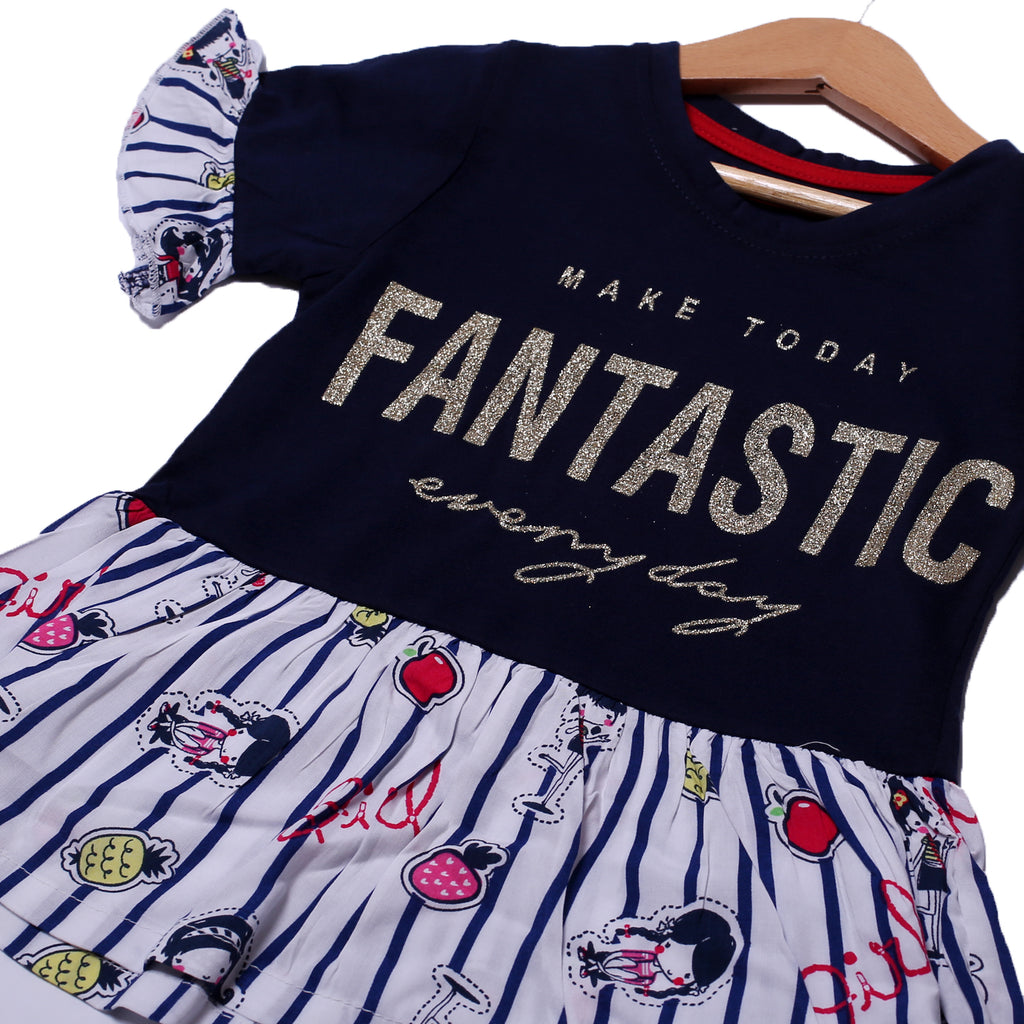 NEW NAVY BLUE FANTASTIC PRINTED T-SHIRT TOP FOR GIRLS