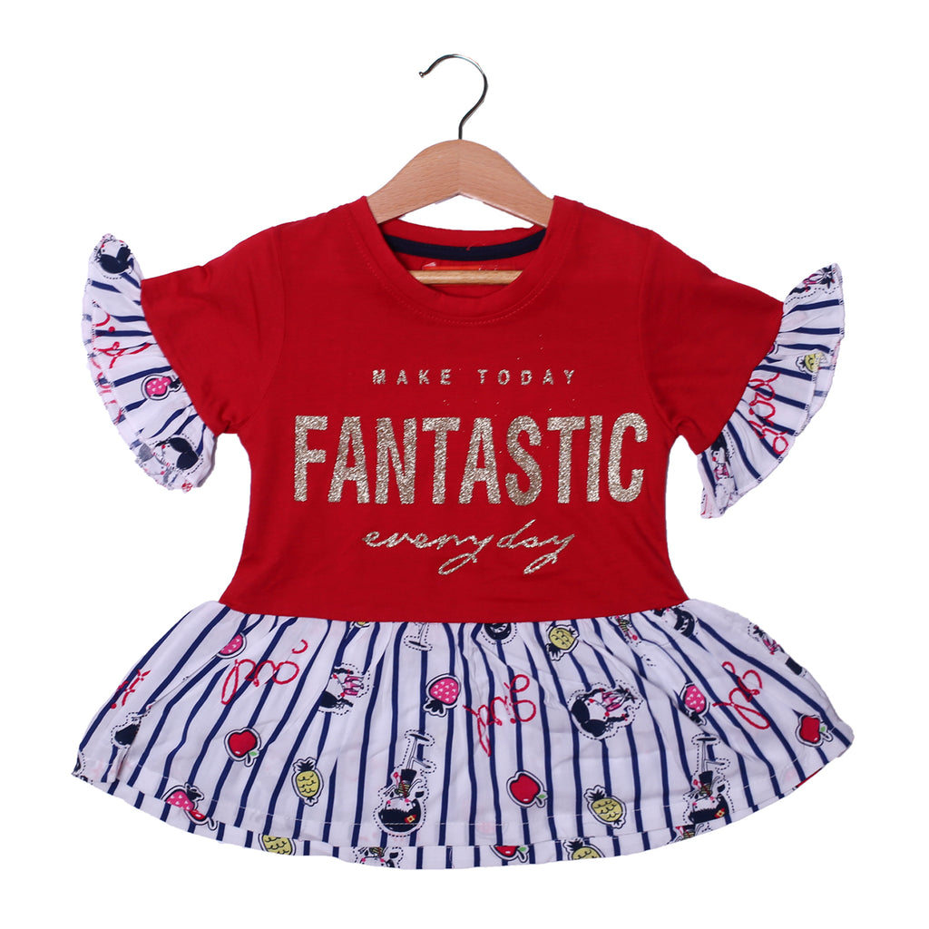 NEW RED FANTASTIC PRINTED T-SHIRT TOP FOR GIRLS
