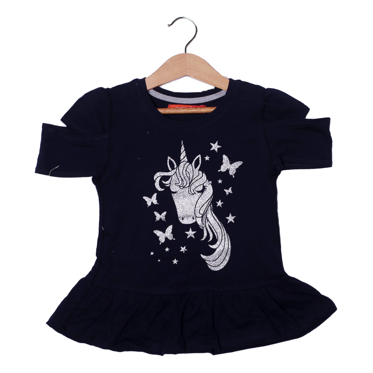 NEW NAVY BLUE UNICORN PRINTED T-SHIRT TOP FOR GIRLS