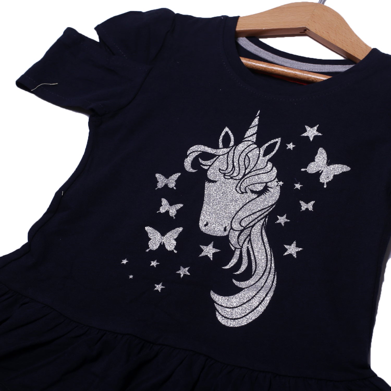 NEW NAVY BLUE UNICORN PRINTED T-SHIRT TOP FOR GIRLS