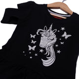 NEW BLACK UNICORN PRINTED T-SHIRT TOP FOR GIRLS