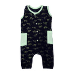 Load image into Gallery viewer, NEW NAVY BLUE FULL BODY SLEEVE LESS DINO SKELETON PRINTED WITH POCKETS ROMPER
