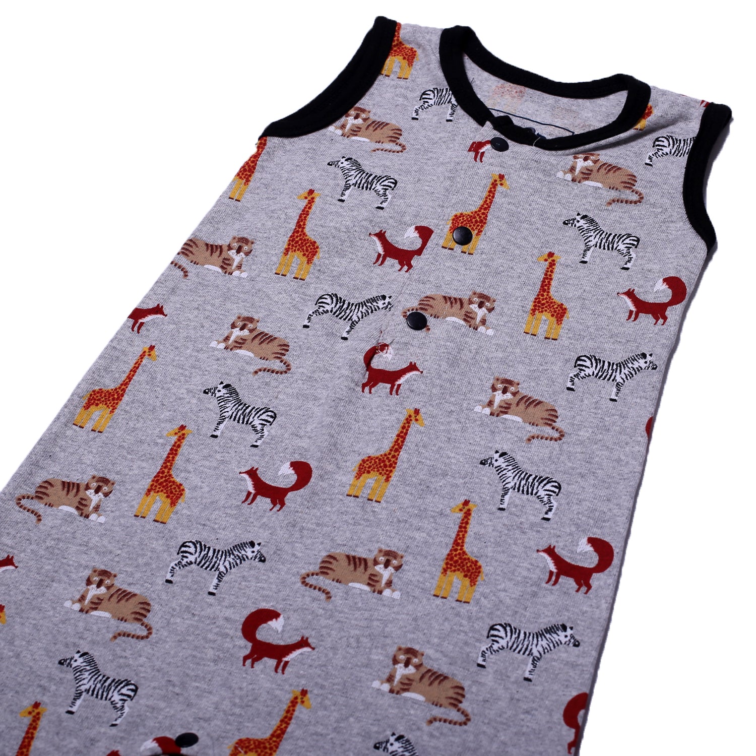 LIGHT GREY FULL BODY SLEEVE LESS ANIMALS PRINTED ROMPER Secondary image