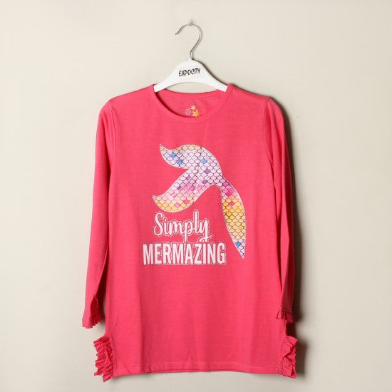SIMPLY MERMAZING PINK FULL SLEEVE GIRLS T-SHIRT