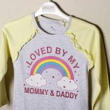 YELLOW & GREY PRINTED FULL SLEEVE GIRLS T-SHIRT
