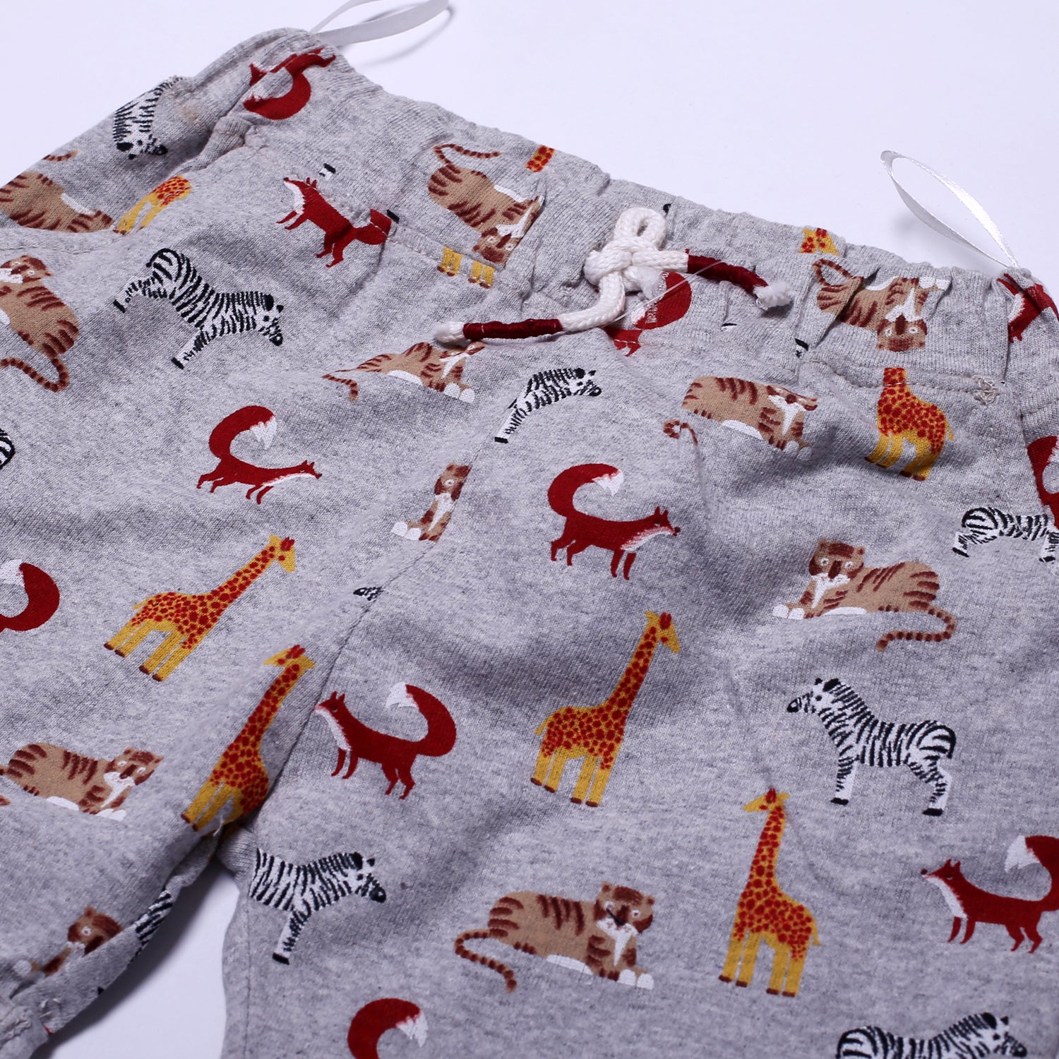NEW LIGHT GREY COTTON JERSY ANIMALS PRINTED SHORTS Secondary image