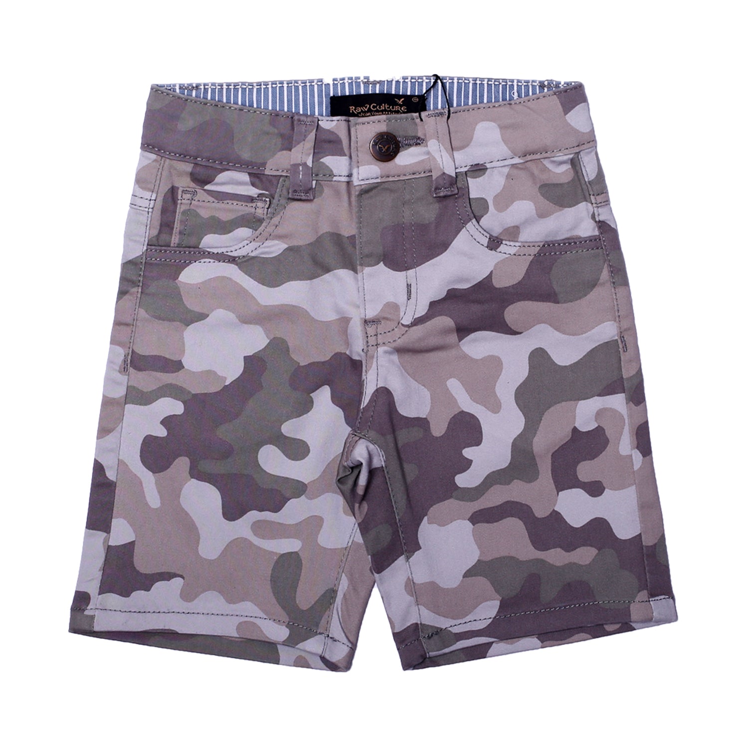 NEW GREY COTTON CAMOUFLAGE PRINTED SHORTS 15