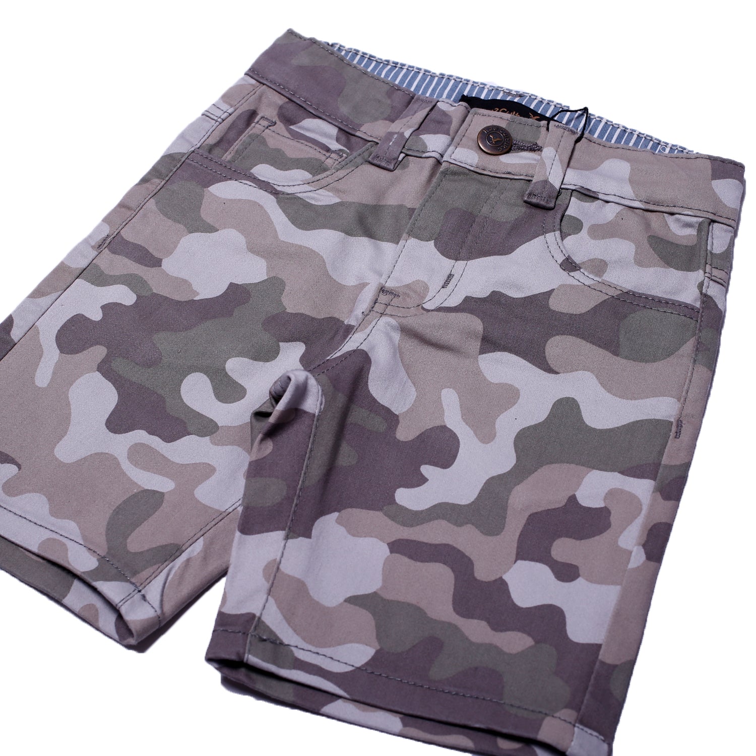 NEW GREY COTTON CAMOUFLAGE PRINTED SHORTS 15
