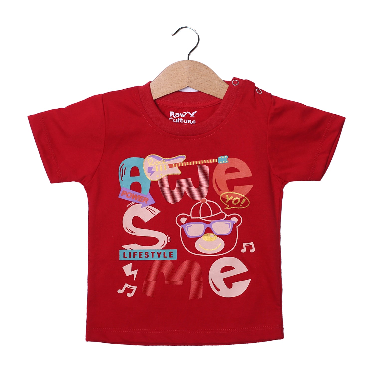 NEW RED AWESOME PRINTED HALF SLEEVES T-SHIRT