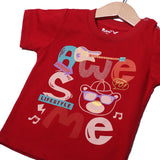NEW RED AWESOME PRINTED HALF SLEEVES T-SHIRT