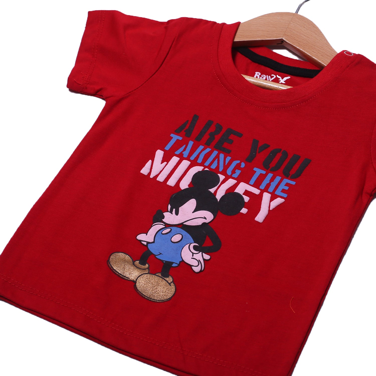 NEW RED ARE YOU TAKING THE MICKEY PRINTED HALF SLEEVES T-SHIRT