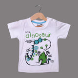 NEW WHITE DINOSAUR PRINTED HALF SLEEVES T-SHIRT