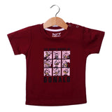 NEW MAROON MANY MOODS OF DONALD PRINTED HALF SLEEVES T-SHIRT