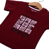 NEW MAROON MANY MOODS OF DONALD PRINTED HALF SLEEVES T-SHIRT