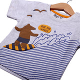 NEW WHITE RIDE THE WAVES PRINTED HALF SLEEVES T-SHIRT