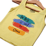NEW YELLOW THE BEST IS YET TO COME PRINTED SANDOS FOR BOYS