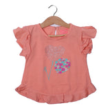 NEW PEACH HEARTS BALLON PRINTED T-SHIRT TOP FOR GIRLS