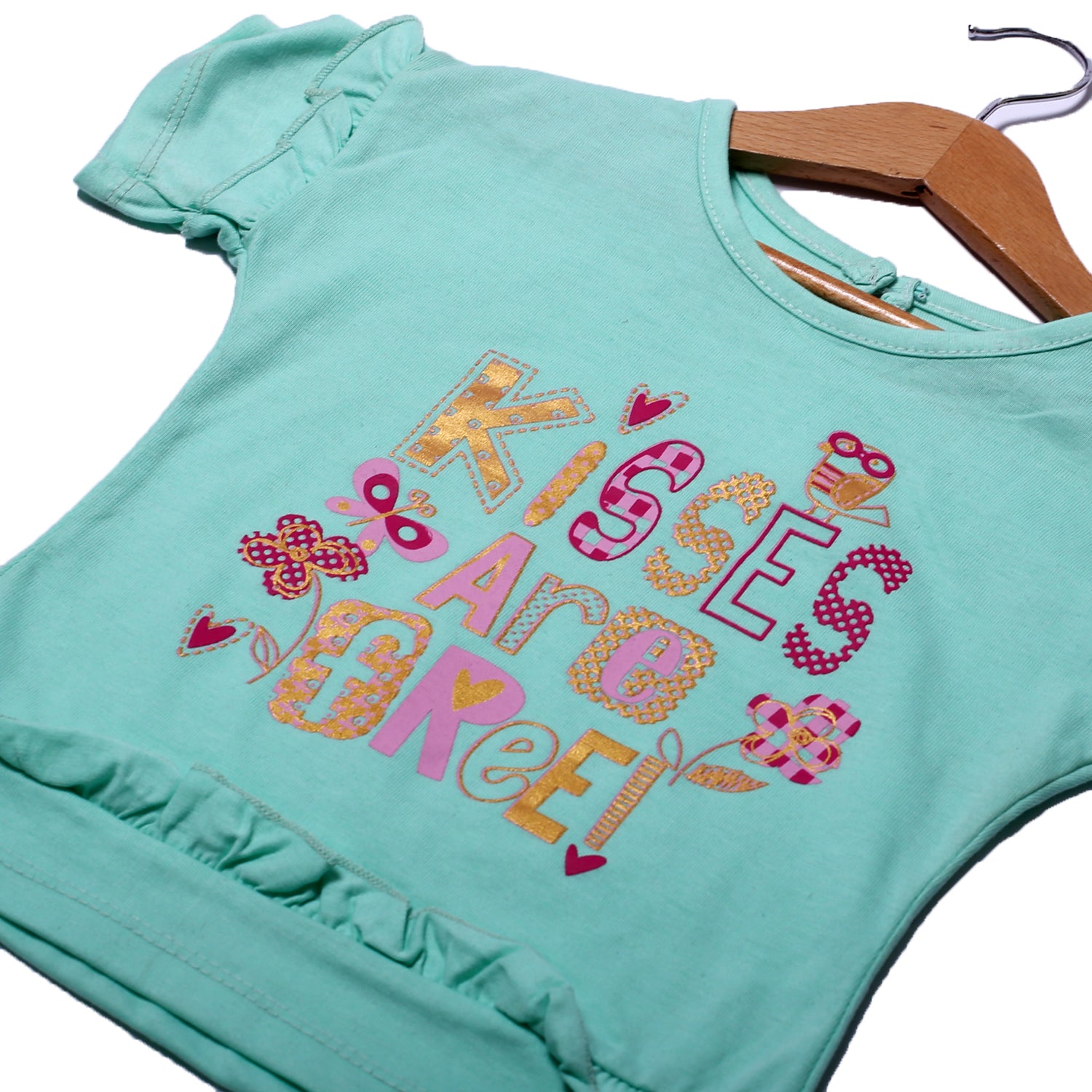 NEW PISTA KISSES ARE FREE PRINTED T-SHIRT TOP FOR GIRLS