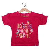 NEW BLUSH PINK KISSES ARE FREE PRINTED T-SHIRT TOP FOR GIRLS