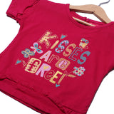 NEW BLUSH PINK KISSES ARE FREE PRINTED T-SHIRT TOP FOR GIRLS