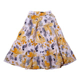 NEW LONG WHITE & YELLOW LEAF & FRUIT PRINTED SKIRT FOR GIRLS