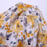 NEW LONG WHITE & YELLOW LEAF & FRUIT PRINTED SKIRT FOR GIRLS