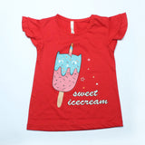 RED SWEET ICE CREAM PRINTED T-SHIRT