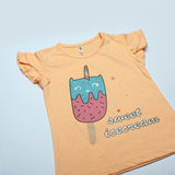 ORANGE SWEET ICE CREAM PRINTED T-SHIRT