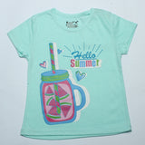 SKY BLUE HELLO SUMMER T-SHIRT FOR GIRLS