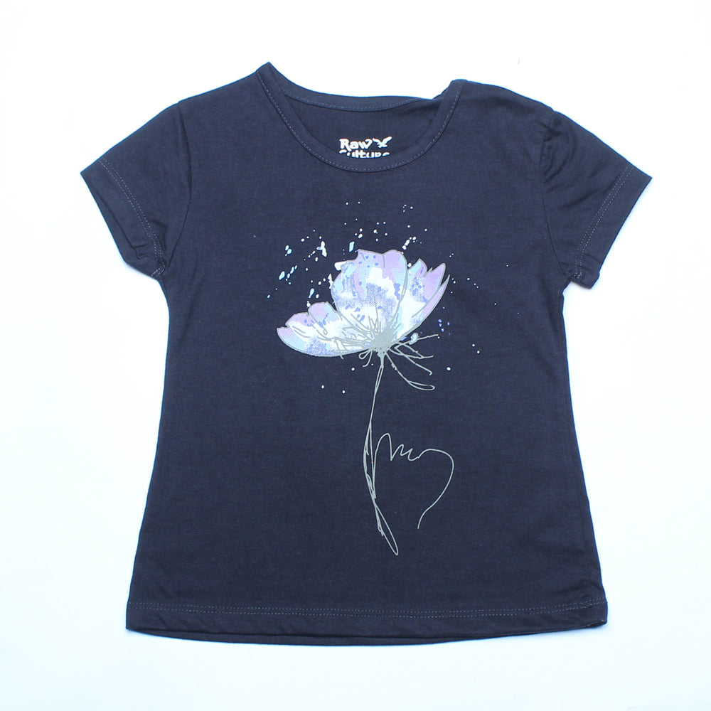 NAVY BLUE FLOWER PRINTED T-SHIRT