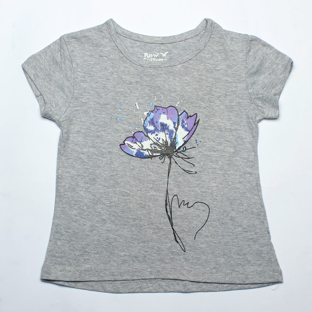 GREY FLOWER PRINTED T-SHIRT
