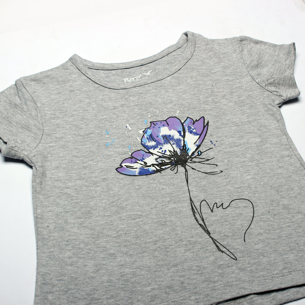 GREY FLOWER PRINTED T-SHIRT