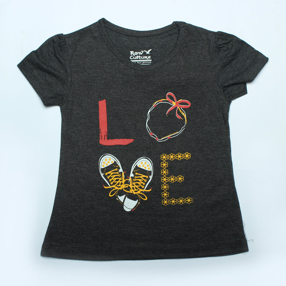 CHARCOAL GERY LOVE PRINTED T-SHIRT Main image