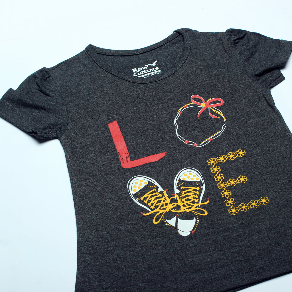 CHARCOAL GERY LOVE PRINTED T-SHIRT