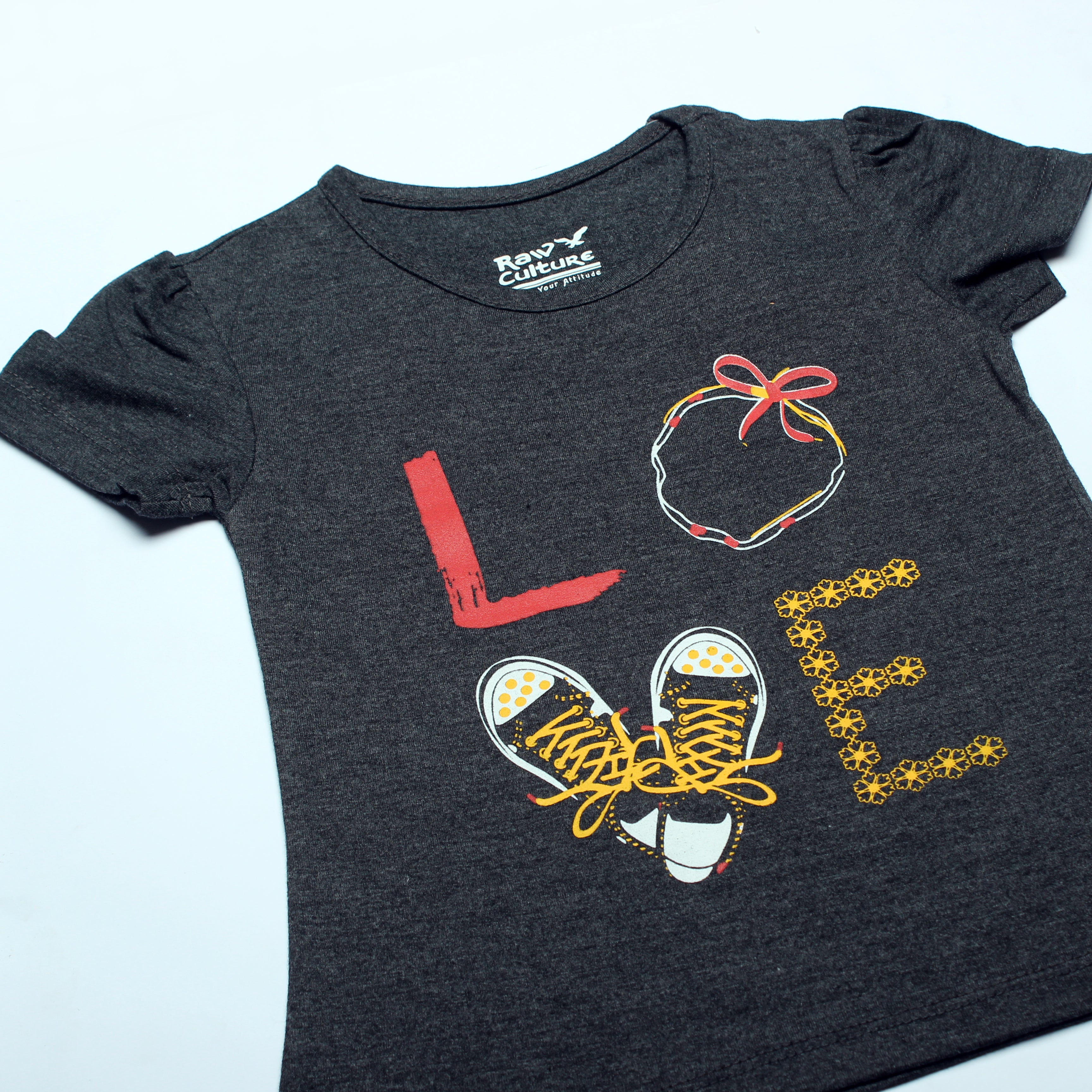 CHARCOAL GERY LOVE PRINTED T-SHIRT