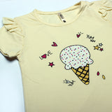 ICE CREAM CONE OFF WHITE PRINTED T-SHIRT FOR GIRLS