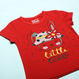 LITTLE GIRL RED BUNNY PRINTED T-SHIRT FOR GIRLS