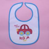 NEW WHITE LITTLE RED CAR BEEP BEEP PRINTED BIB FOR BABIES