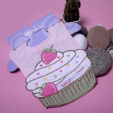 NEW PINK CUPCAKE MUFFIN EMBOIDERED BIB FOR BABIES