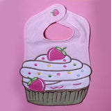 NEW PINK CUPCAKE MUFFIN EMBOIDERED BIB FOR BABIES