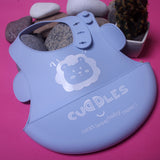 Blue Cuddles Baby Silicone Bib Blue