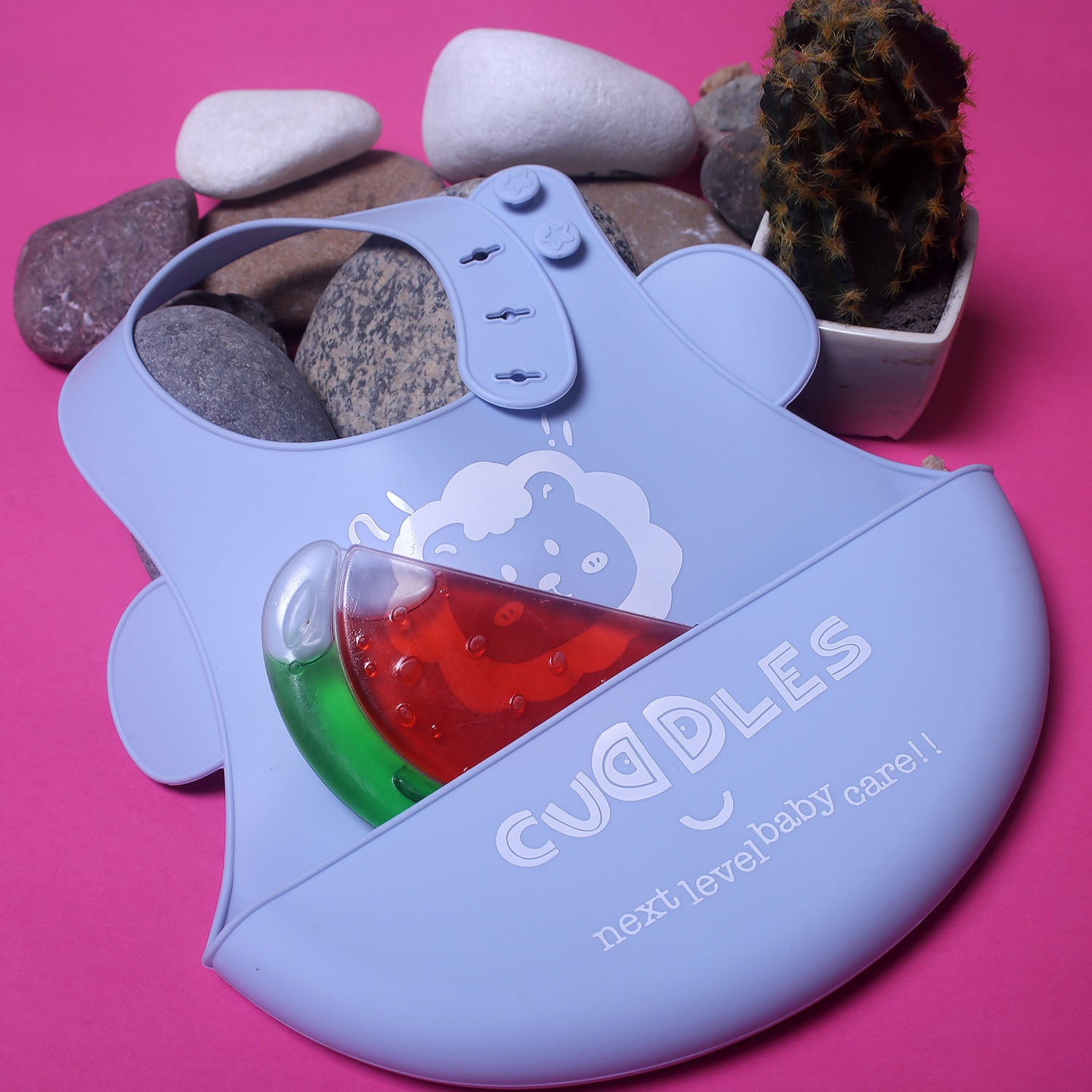 Blue Cuddles Baby Silicone Bib Blue Secondary image